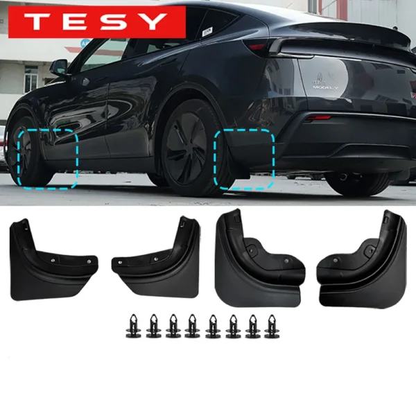 S680acda0365a4cfbb9437953c30eb40fQ.webp TESY Mud Flaps for Tesla Model Y 2025 Juniper - No Drilling Splash Guards (4-Piece Set)