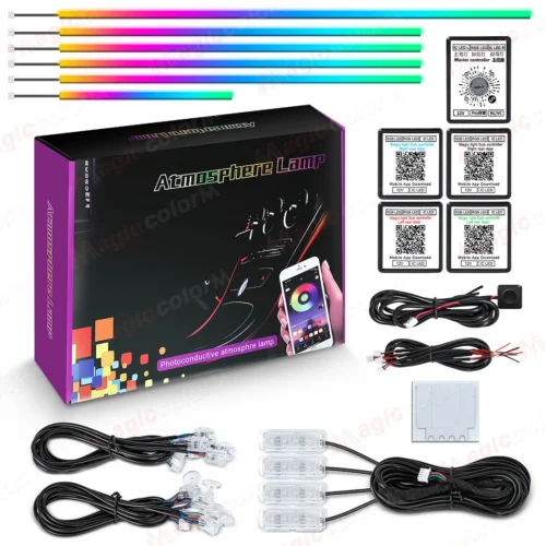 18 in 1 Led Car Ambient Lights 213 64 Color RGB Symphony Streamer Bluetooth Rainbow Interior Acrylic Strips Atmosphere Lamp Kit 34
