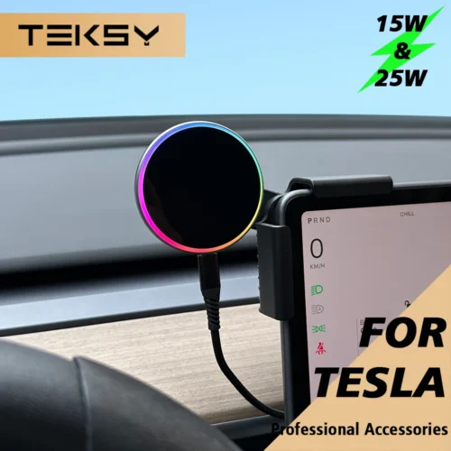 Car Phone Mount Holder 15W and 25W Qi2.2 Magnetic Wireless Charger Compatible with MagSafe for Tesla Model Y 3 JUNIPER 2026 34